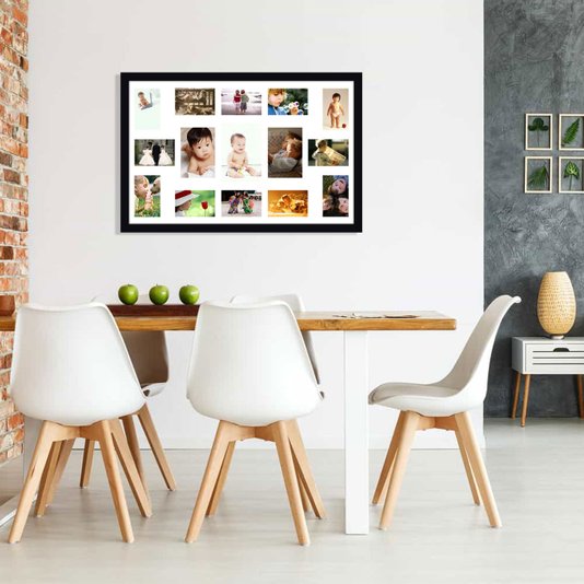 Quadro Painel de Fotos Decorativo com Capacidade para 15 Fotos 80x50cm
