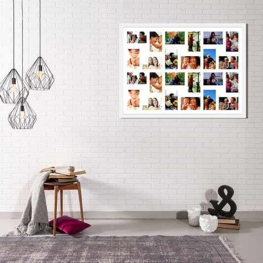 Quadro Painel de Fotos Decorativo para 24 Fotos de 10x15cm Branco