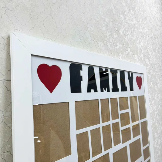 Quadro Painel de Fotos Family Branco para 32 Fotos 130x110cm
