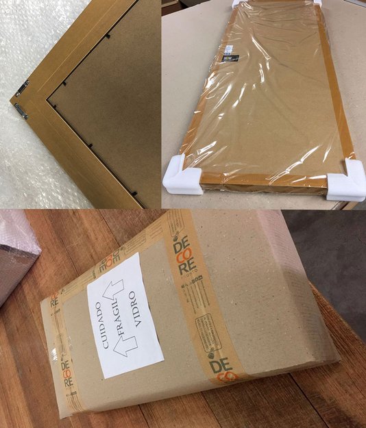 Acompanha também, cantoneiras de papelão duplo ou polietileno, plástico termo encolhível, plástico bolha, caixa de papelão e avisos de mercadoria frágil, para um transporte ainda mais seguro contra avarias.