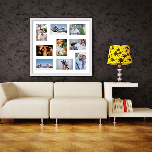 Quadro Painel de Fotos para 9 Fotografias 45x50cm Branco
