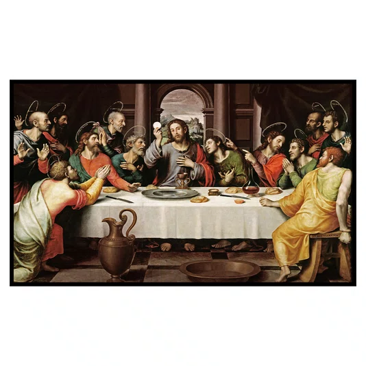 Quadro para Sala Santa Ceia Moderna em Arte Contemporânea com Moldura e Vidro