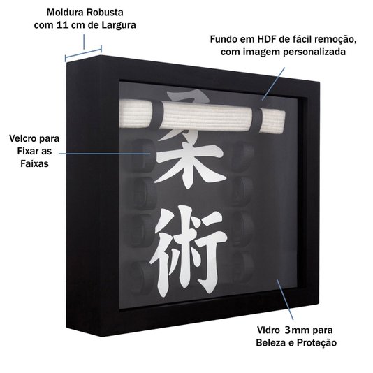 Quadro Porta Faixas Jiu-Jitsu Personalizado 45x40 cm