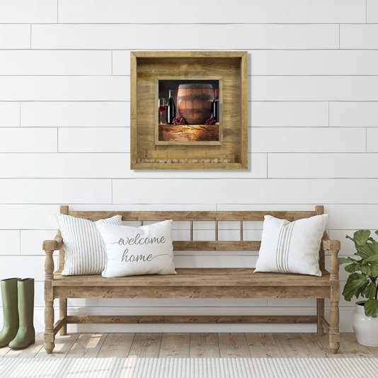 Quadro Porta Rolhas de Vinhos 60x60 cm Estilo Rústico