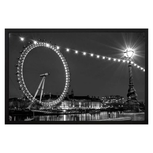 Quadro Imagem com Moldura e Vidro Roda Gigante Londres 90x60cm