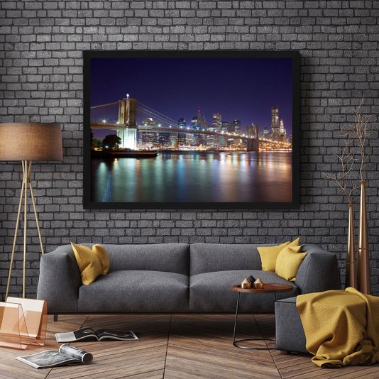 Quadro Imagem Ponte Brooklyn II Nova York Noite 140x100cm