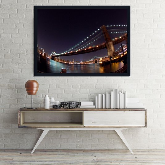 Quadro Imagem Ponte Brooklyn Nova York Noite 140x100cm