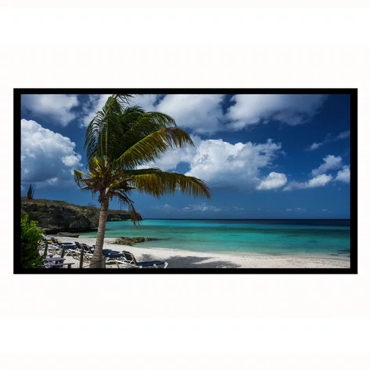 Quadro Praia Tropical Paradisíaca Paisagem Coqueiro, Mar Turquesa e Céu Azul