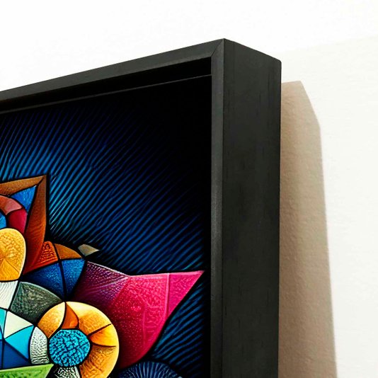 Quadro Religioso em Canvas com Moldura Preta Arte Moderna Virgem Maria