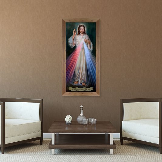 Quadro Religioso Jesus Cristo Eu Confio em Vós 60x130 cm