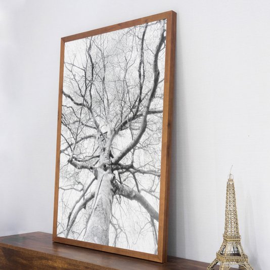 Quadro Rústico Decorativo Árvore em Preto e Branco 70x100 cm