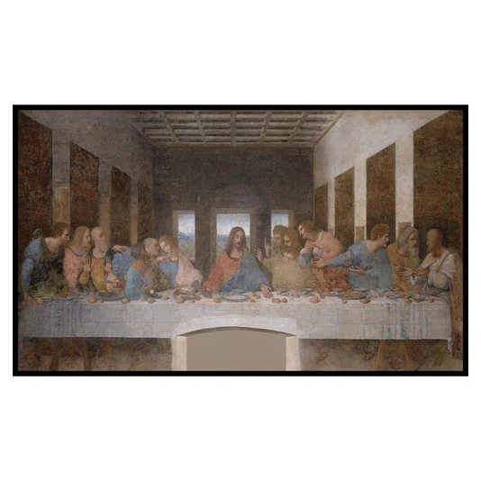 Quadro Santa Ceia Clássica em Arte Contemporânea para Sala com Moldura e Vidro