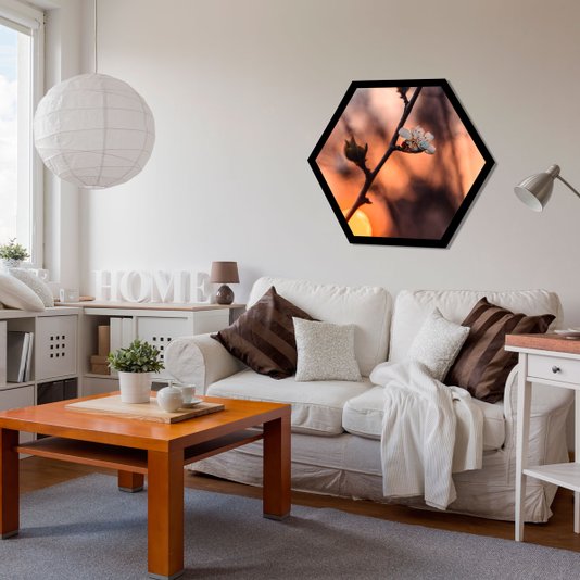 Quadro Hexagonal Sextavado Decorativo Floral 50x43cm