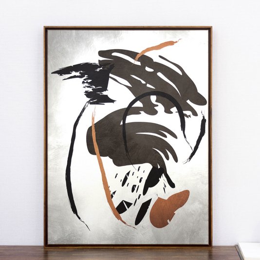 Quadro Tela Canvas Abstrata com Moldura Cor Mel 60x80cm