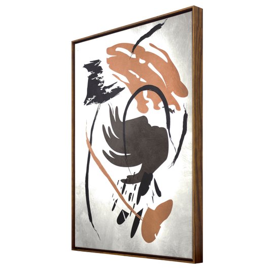 Quadro Tela Canvas Abstrata com Moldura na Cor Mel 60x80cm