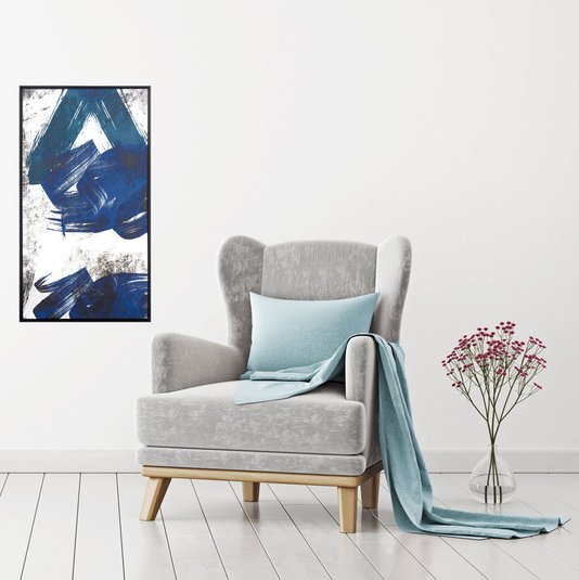 Quadro Tela Canvas Abstrata com Moldura Preta 50x100cm