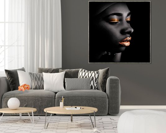 Quadro em Tela Canvas Arte Africana com Moldura Prata - Escolha o Tamanho
