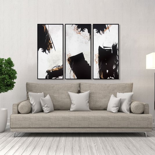 Quadro Tela Canvas Arte Moderna Desenho Abstrato 50x110 cm