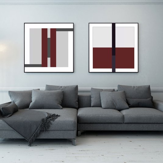 Quadro Tela Canvas com Moldura Arte Geométrica Abstrata 120x120cm