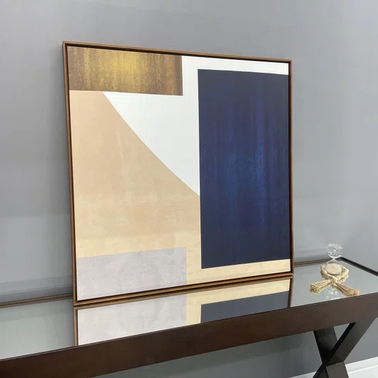 Quadro Tela Canvas com Moldura Arte Geométrica Abstrata Retângulos