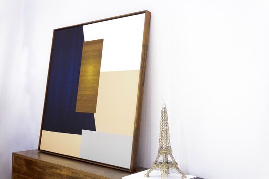 Quadro Arte Geométrica Retângulos Tela Canvas com Moldura