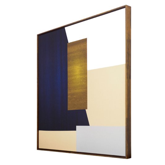 Quadro Arte Geométrica Retângulos Tela Canvas com Moldura