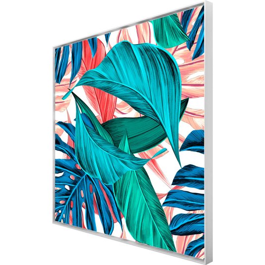 Quadro Tela Canvas com Moldura Branca Arte Floral Colorida - Escolha o Tamanho