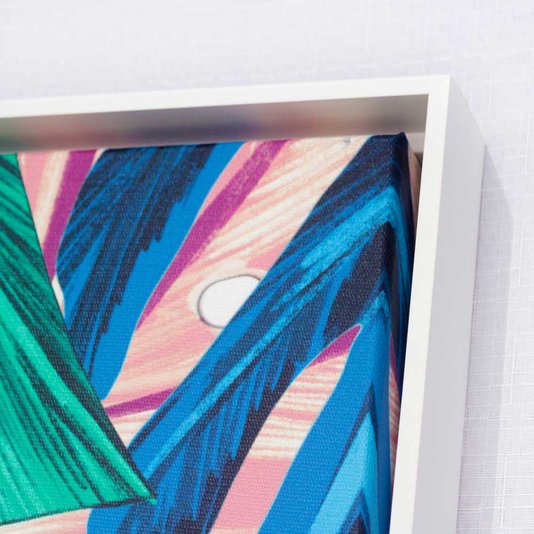 Quadro Tela Canvas com Moldura Branca Arte Floral Colorida - Escolha o Tamanho