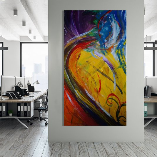 Quadro Tela Canvas Decorativa Abstrata Colorida 80x148cm