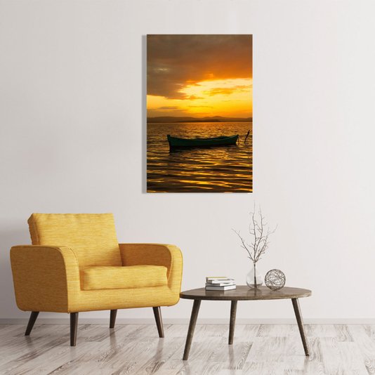 Quadro Tela Canvas Decorativa Sunset em Lago Canoa 60x90cm