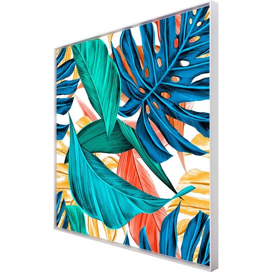 Quadro Tela Canvas Floral com Moldura Branca Arte Colorida - Escolha o Tamanho