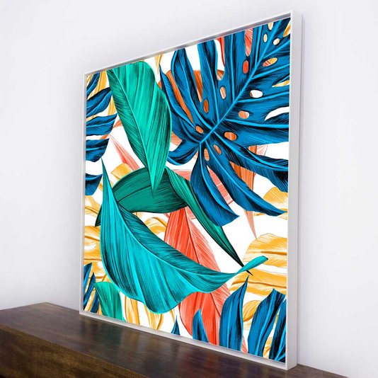 Quadro Tela Canvas Floral com Moldura Branca Arte Colorida - Escolha o Tamanho