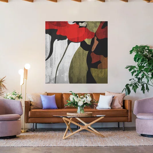 Quadro Tela Canvas Grande Floral Colorida 90x90cm