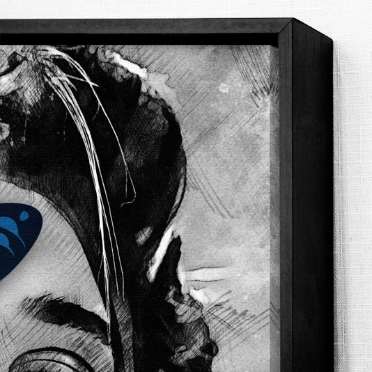 Quadro Tela Canvas Mulher Arte Ilustração Borboleta Azul 90x120 cm