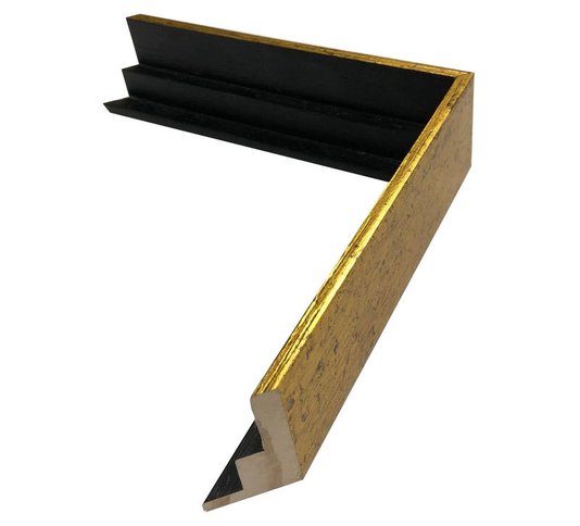 Moldura flutuante dourada com preto. Dimensão (L x A) 2,2x4,5 cm.