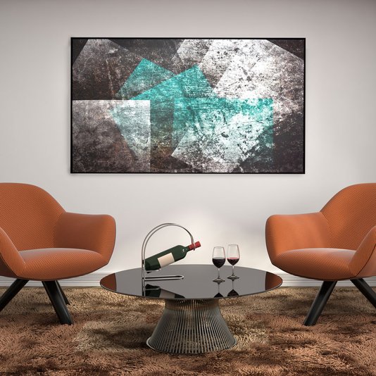 Quadro Tela Decor Arte Moderna Abstrata Moldura Preta 190x120cm