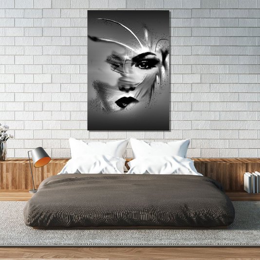 Tela Canvas Mulher Abstrata em Preto e Branco