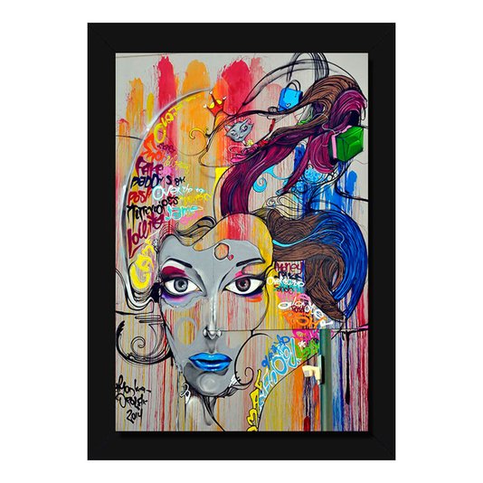 Quadro Tela Decorativa Arte na Rua Grafite Mulher - Escolha o Tamanho