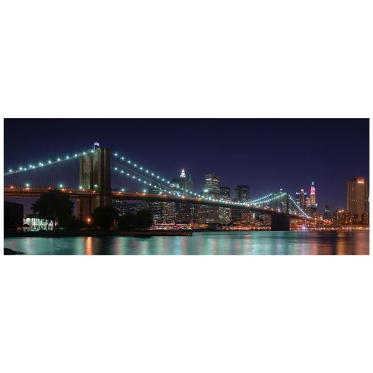 Quadro Tela Decorativa Ponte Brooklyn a Noite 160x60cm