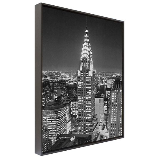 Quadro Tela em Preto e Branco com Moldura Nova York Chrysler Building 90x120cm
