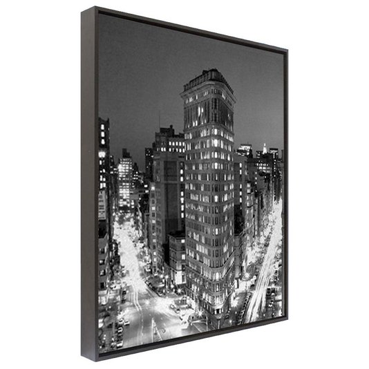 Quadro Tela em Preto e Branco com Moldura Nova York Flatiron Building 90x120cm