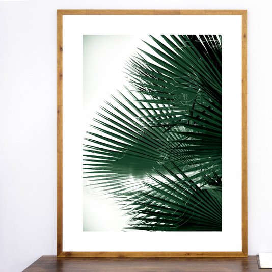 Quadro Tropical Rústico Folhas Verdes de Palmeira 90x120cm