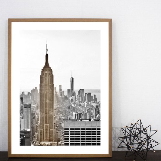 Quadro Urbano com Moldura Natural Empire State 60x80 cm