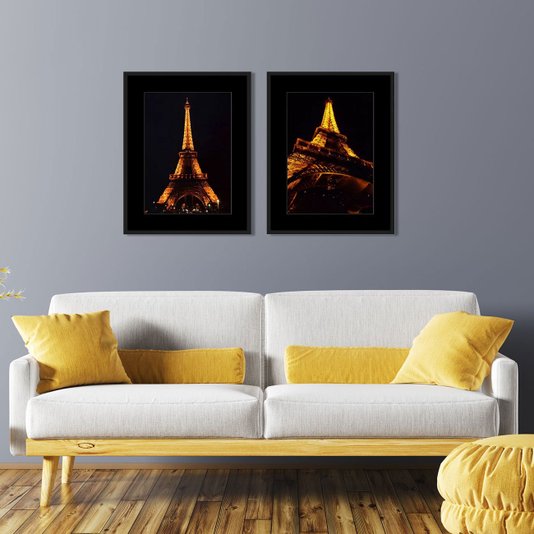 Quadro Vista Inferior Torre Eiffel Ponto Turístico de Paris 70x90cm