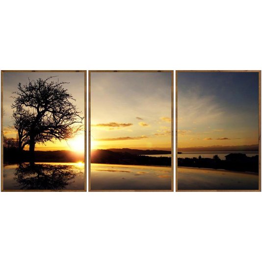 Quadros Decorativos Combo Kit com 3 Quadros Pôr do Sol de 70x100cm