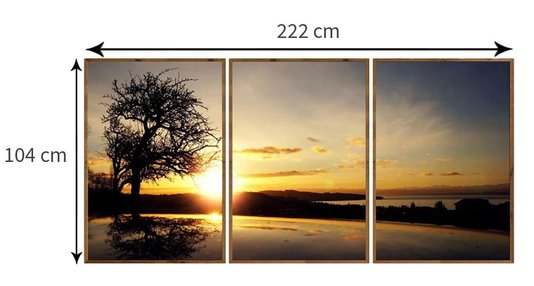 Tamanho aproximado do conjunto montado, o tamanho pode variar conforme espaços entre os quadros no momento que forem pendurados.