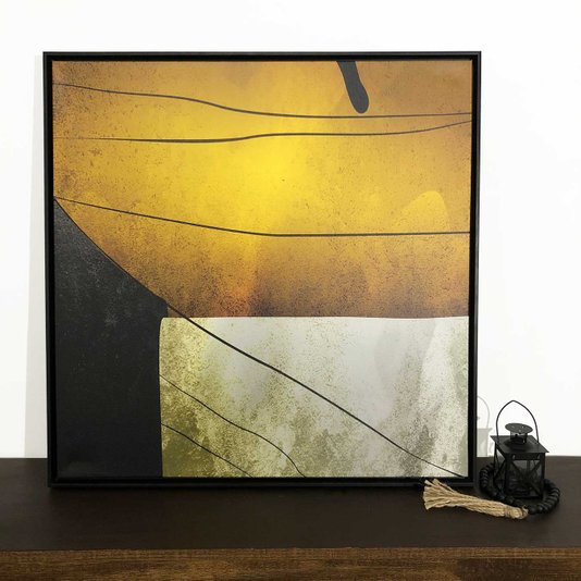 Tela Canvas Abstrata Moderna com Moldura Flutuante Preta - Decore com Estilo