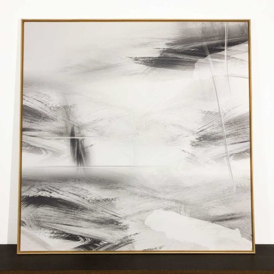 Tela Canvas Abstrata Moderna em Preto e Branco: Elegância com Moldura Natural