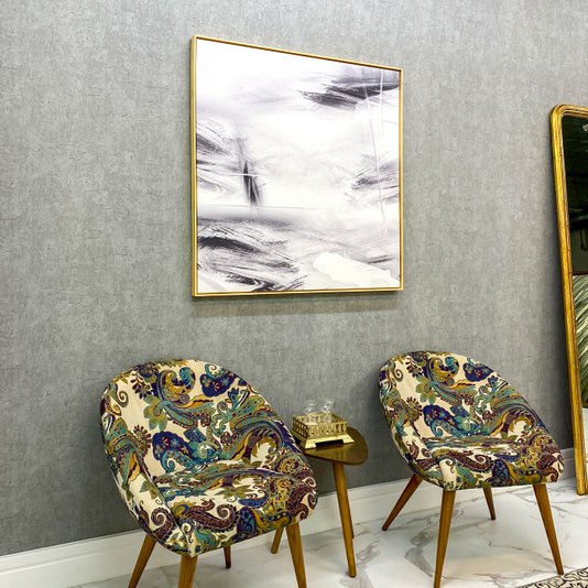 Tela Canvas Abstrata Moderna em Preto e Branco: Elegância com Moldura Natural
