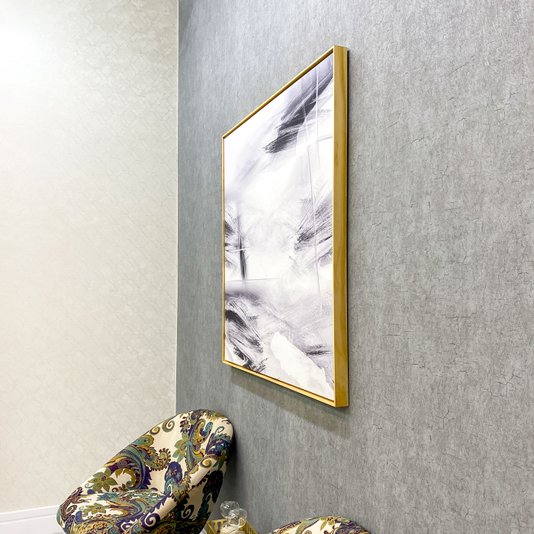 Tela Canvas Abstrata Moderna em Preto e Branco: Elegância com Moldura Natural